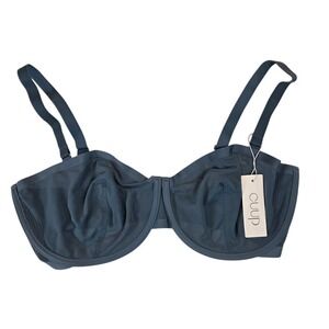 CUUP Women's 36G The Balconette Bra Sea Blue Mesh Underwire Sheer NWT